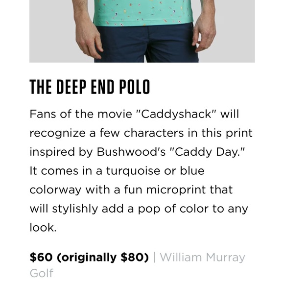 William Murray Gold “The Deep End Polo” in Turquoise - Picture 5 of 5